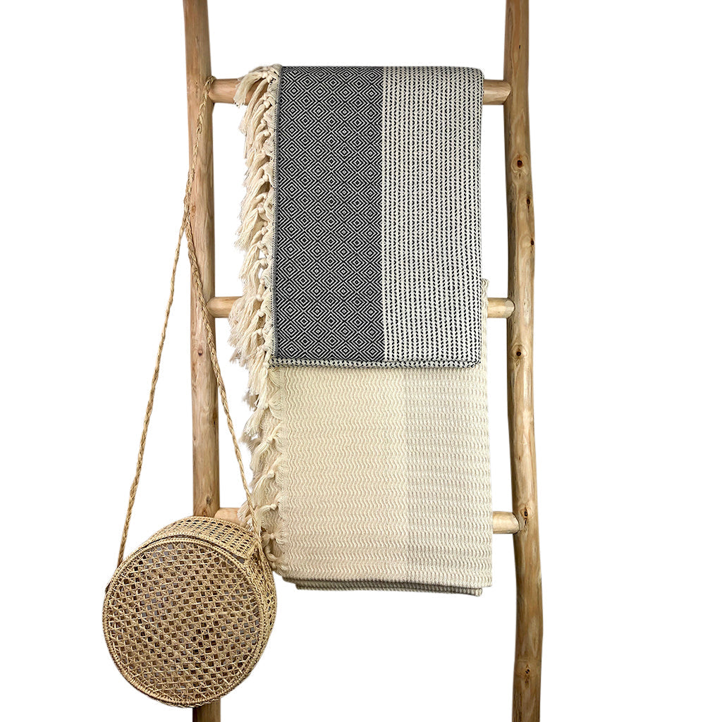 Diamond Stripe Turkish Throw | 88” × 69” | 100% Turkish Cotton | SLATE + SALT