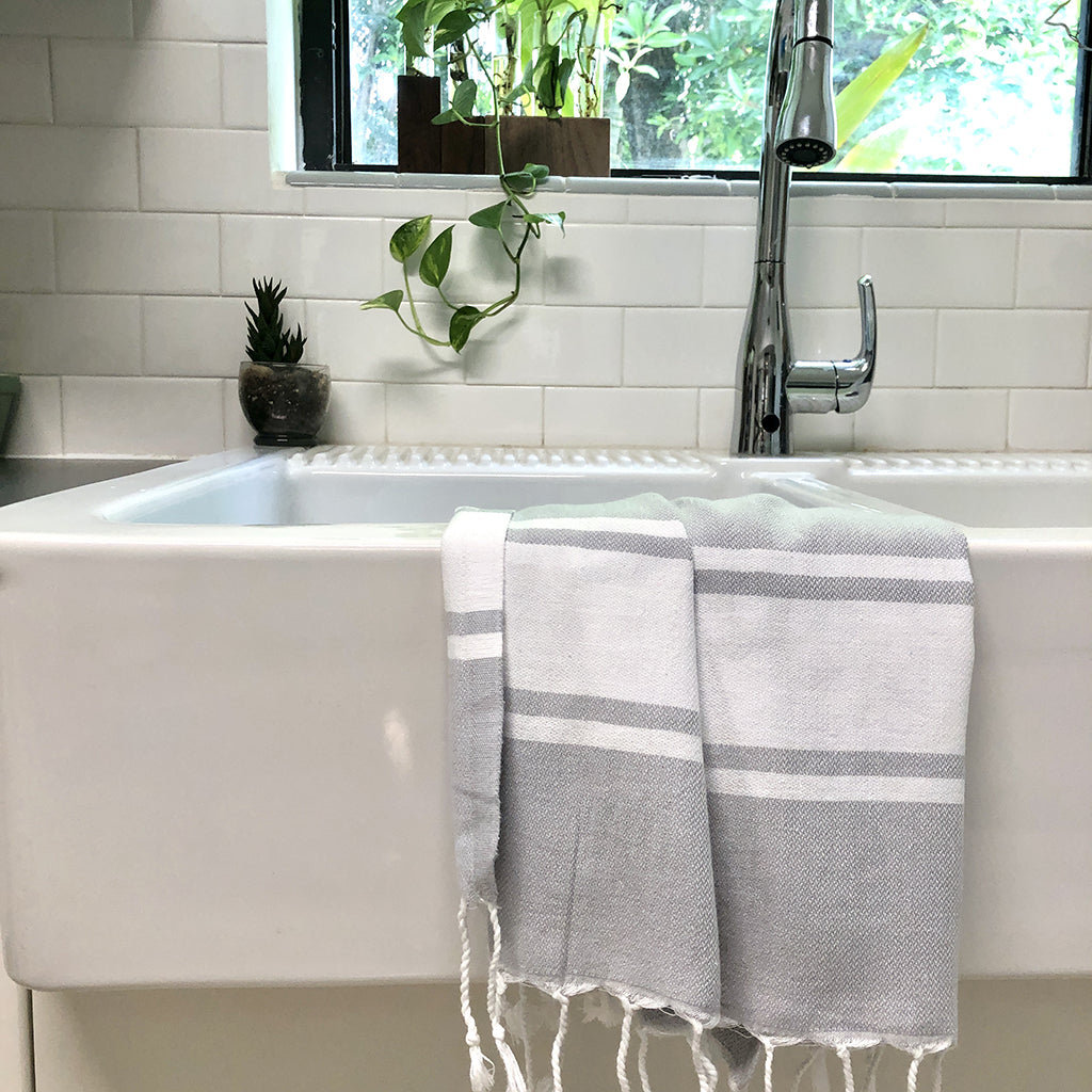 Essential Stripe Turkish Hand Towel | 43” × 22” | 100% Turkish Cotton | SLATE + SALT
