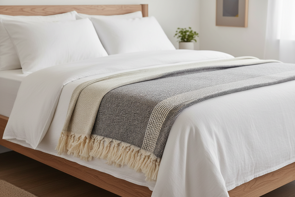 Diamond Stripe Turkish Throw | 88” × 69” | 100% Turkish Cotton | SLATE + SALT