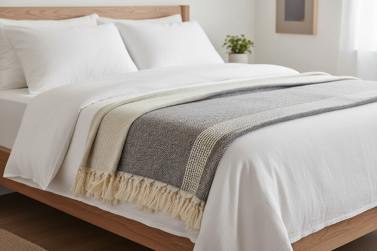 Diamond Stripe Turkish Throw | 88” × 69” | 100% Turkish Cotton | SLATE + SALT