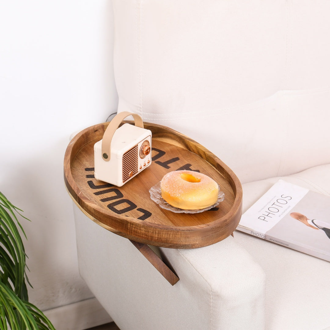 "Couch Potato" Oval Acacia Wood Tray | Laser Engraved | Snack & Serving Tray