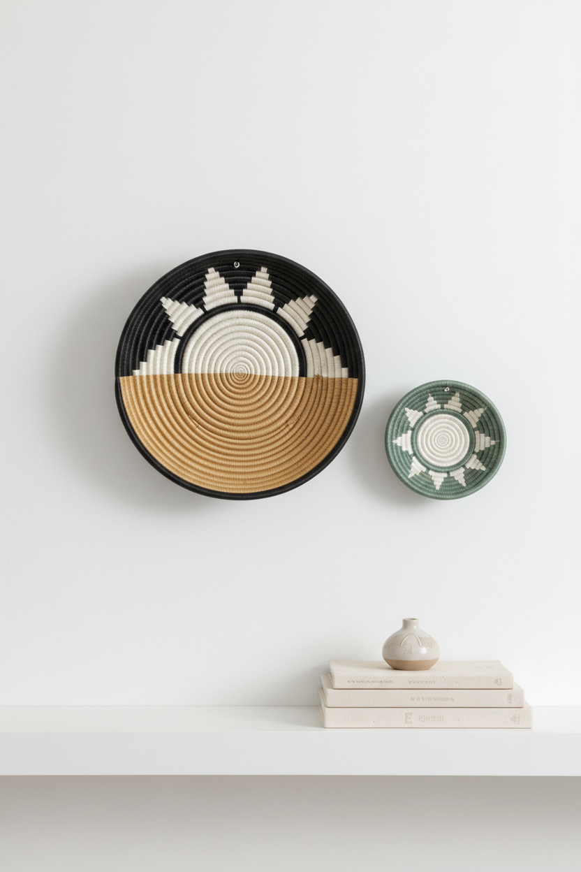 Zubita Woven Bowl | Sunrise Pattern | 2 Sizes | 2 Colorways | Wall Decor | Azizi Life | Rwanda