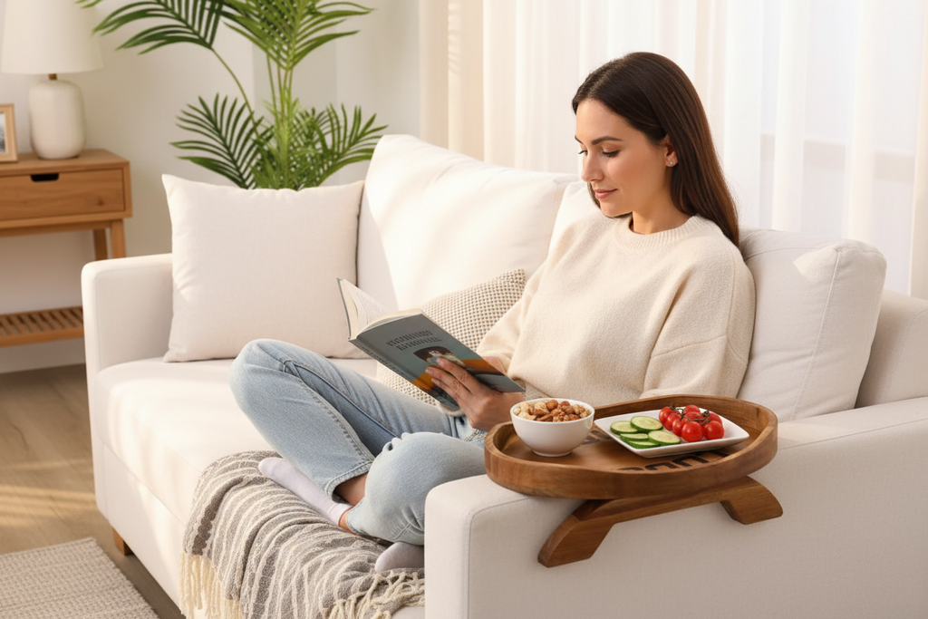 "Couch Potato" Oval Acacia Wood Tray | Laser Engraved | Snack & Serving Tray