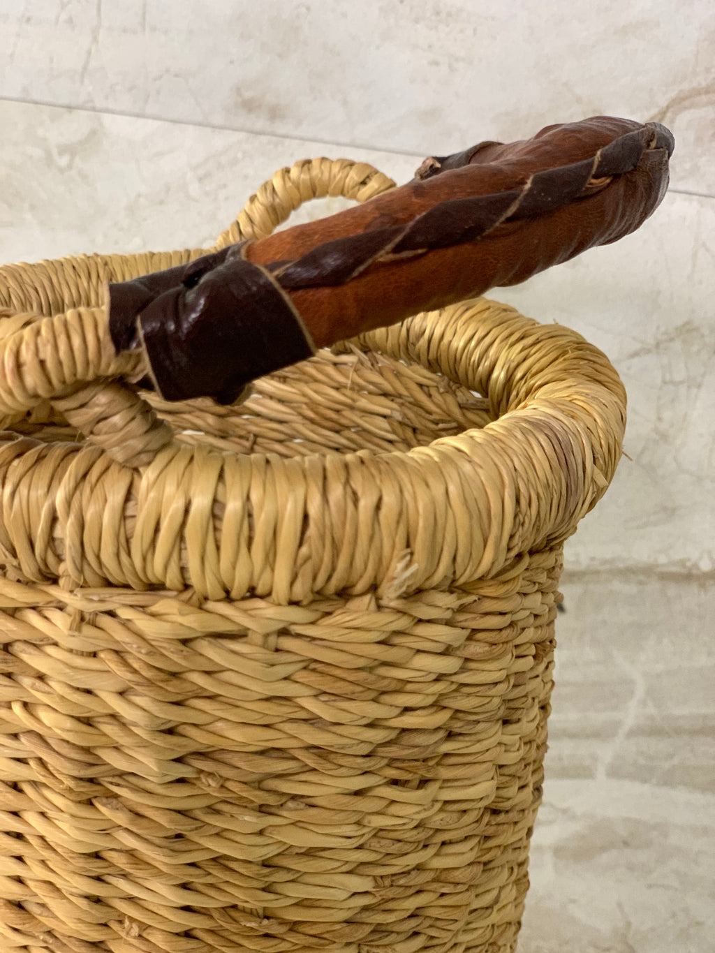 The Astoria Vase & Wine Holder | Handwoven Straw | Leather Handle | Sonder & Holliday