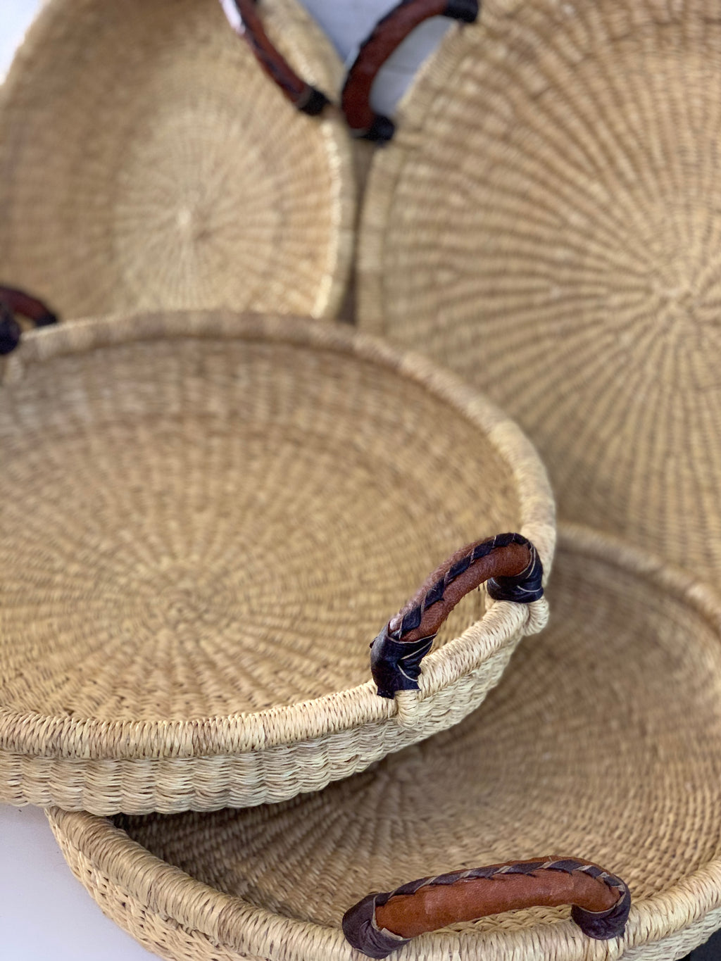 The Montgomery Tray | Handwoven Straw | Leather Handles | Wall Art | Sonder & Holliday