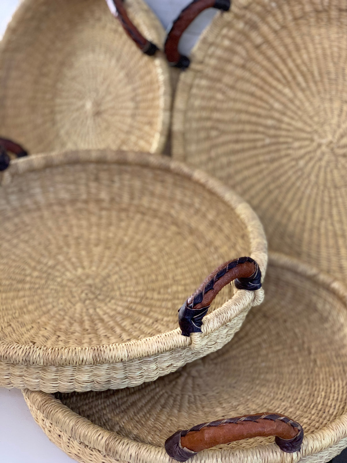The Montgomery Tray | Handwoven Straw | Leather Handles | Wall Art | Sonder & Holliday